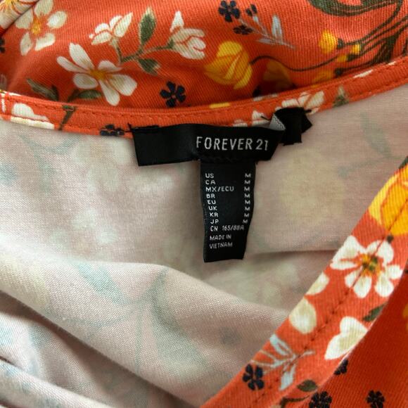 Forever 21 Women Short Sleeve Wrap Top Orange Fall Autumn Halloween Size Medium - Picture 4 of 6